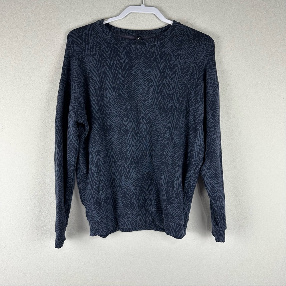 Athleta Blue Studio to Street Splatter Athleisure Sweatshirt Size Small